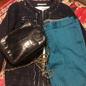 Camera bag in Leather and Leopard with Chain Crossbody Strap